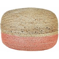 Beliani - Pouf Natur und Rosa aus Jute 50 x 50 x 40 cm Rund Geflochten Boho Sitzhocker Fußhocker für Wohnzimmer Kinderzimmer Flur - Natürlich von BELIANI