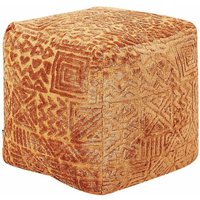 Pouf Goldbraun Viskose und Polyester 50 x 50 cm mit EPS-Perlen Quadratisch Persisches Muster Modern Boho Bodenkissen Sitzpouf Sitzmöbel Indoor - Braun von BELIANI