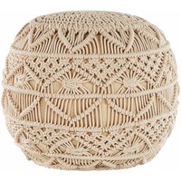 Beliani - Pouf Beige Baumwolle Rund 40 x 40 cm Gestrickt Boho-Stil - Beige von BELIANI