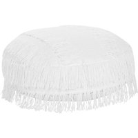Pouf Weiß Baumwolle ⌀ 50 cm Rund mit Fransen Gefochten Strickhocker Strickpouf Boho für Wohnzimmer Kinderzimmer Schlafzimmer Haushalt Wohnen von BELIANI