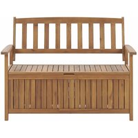 Gartenbank Hellbraun Akazienholz 120 cm mit Armlehnen Stauraum Modern Rustikal Garten Terrasse Wintergarten Ausstattung Sitzmöbel Outdoor - Heller von BELIANI