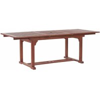 Beliani - Praktischer, rechteckiger Gartentisch aus Holz ausziehbar 160/220 x 90 cm Gartenmöbel, Holzmöbel, Garten - Dunkler Holzfarbton von BELIANI