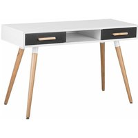 Schreibtisch Weiß mit Grau 120 x 45 cm Matt Modernes Design - Heller Holzfarbton von BELIANI