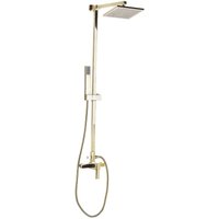 Duschsystem Gold 115 cm mit Kopf und Handbrause aus Stahl mit breitem Duschkopf Verchromtes Set Modernes Design von BELIANI