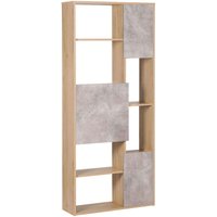 Regal Heller Holzfarbton/Betonoptik Spanplatte Melaminbeschichtung 175x75x24 cm 6 Fächer 3 Schränke Elegant Stauraum Aufbewahrung Wohnzimmer - Grau von BELIANI