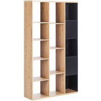 Regal Heller Holzfarbton / Schwarz Spanplatte 99 x 26 x 175 cm 14 Fächer Modernes Design Bücherregal für Wohnzimmer Schlafzimmer Flur - Heller von BELIANI