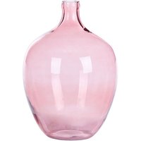 Dekovase Rosa / Transparent 39 cm aus Glas mit glänzender Oberfläche Wohnartikel Wohnung Zubehör Dekogefäß Rund Moderner Glamouröser Stil - Rosa von BELIANI