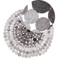 Teppich Grau Echtleder ø 140 cm Kurzflor Patchwork Handgefertigt Rund Teppich Grau Echtleder ø 140 cm Kurzflor Patchwork Handgefertigt Rund von BELIANI