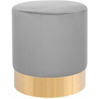 Pouf Grau Samtstoff rund 39 cm Sockel Fuß Gold Metall Barock Deko Ottomane Sitzpouf für Schminktisch, Wohn-, Schlaf- und Ankleidezimmer - Gold von BELIANI