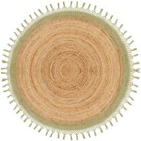 Teppich Beige und Grün Rund 140 cm Boho Rustikale Spirale Geflochten Handgefertigt Natur Jute Schlafzimmer Wohnzimmer - Beige von BELIANI