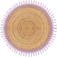 Teppich Beige und Lila Rund 140 cm Boho Rustikale Spirale Geflochten Handgefertigt Natur Jute Schlafzimmer Wohnzimmer - Beige von BELIANI
