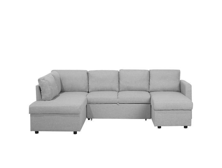 Beliani SCHLAFSOFA, Hellgrau, 4-Sitzer, U-Form, 285x90x185 cm, Wohnzimmer, Sofas & Couches, Wohnlandschaften, Wohnlandschaften in U-Form von BELIANI