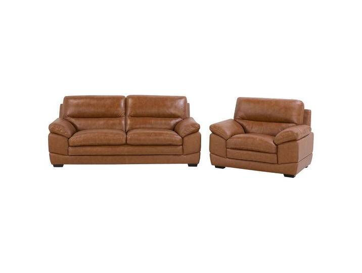 Beliani SOFA-SET, Braun, Leder, 4-Sitzer, 200x89x85 cm, Wohnzimmer, Sofas & Couches, Sitzgarnituren von BELIANI