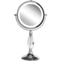 Beliani - Schminkspiegel Silber Eisen rund doppelseitig drehbar mit led Licht Ständer 5-fach Vergrößerung Modern Kosmetikspiegel Tischspiegel - Silber von BELIANI