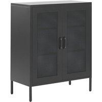 Schrank Schwarz Metall 80 x 40 x 102 cm mit 2 durchsichtigen Türen 2 Regalböden 2 Griffen Flur Schlafzimmer Küche Wohnzimmer von BELIANI