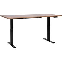 Beliani - Schreibtisch Braun/Schwarz Melamin 160x72cm Elektrisch Höhenverstellbar Rechteckig mit usb Metallgestell Modern Büro Steh-Sitz-Tisch von BELIANI
