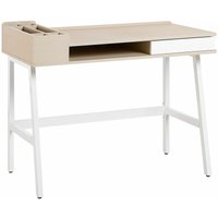 Beliani - Schreibtisch Weiß mit Braun 100 x 55 cm mit Viel Stauraum Modern - Heller Holzfarbton von BELIANI