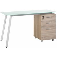 Schreibtisch Weiß mit Braun 130 x 60 cm mit Büroschrank in modernem Design - Transparent von BELIANI