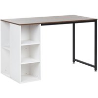 Beliani - Schreibtisch Weiß mit Holzfarbton 120 x 60 cm Spannplatte mit viel Stauraum Rechteckig Modern von BELIANI