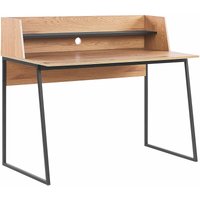 Beliani - Schreibtisch heller Holzfarbton / Schwarz 120 x 59 cm mit erhöhter Ablage Industrieller Stil - Schwarz von BELIANI