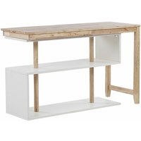 Schreibtischkombination Heller Holzfarbton / Weiß Gummibaumholz MDF-Platte mit Regal Modular 120x45 cm Regal Eckschreibtisch - Heller Holzfarbton von BELIANI