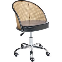 Beliani - Schreibtischstuhl Schwarz Kunstleder Polyrattan Wiener Geflecht Rückenlehne Höhenverstellbar Drehbar Armlehnen Retro Stil Bürostuhl Home Beliani - Schreibtischstuhl Schwarz Kunstleder Polyrattan Wiener Geflecht Rückenlehne Höhenverstellbar Drehbar Armlehnen Retro Stil Bürostuhl Home von BELIANI