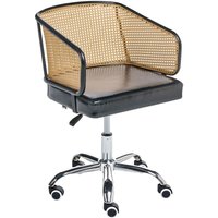 Beliani - Schreibtischstuhl Schwarz Kunstleder Polyrattan Wiener Geflecht Rückenlehne Höhenverstellbar Drehbar Armlehnen Retro Stil Bürostuhl Home Beliani - Schreibtischstuhl Schwarz Kunstleder Polyrattan Wiener Geflecht Rückenlehne Höhenverstellbar Drehbar Armlehnen Retro Stil Bürostuhl Home von BELIANI