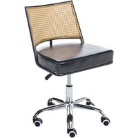 Beliani - Schreibtischstuhl Schwarz Kunstleder Polyrattan Wiener Geflecht Rückenlehne Höhenverstellbar Drehbar Retro Stil Bürostuhl Home Office Beliani - Schreibtischstuhl Schwarz Kunstleder Polyrattan Wiener Geflecht Rückenlehne Höhenverstellbar Drehbar Retro Stil Bürostuhl Home Office von BELIANI