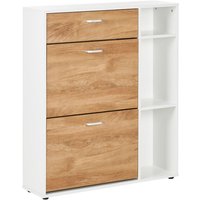 Beliani - Schuhschrank Hellbraun u. Weiß Faserplatte Holzoptik Halbhoch mit 2 Klapptüren Regal Schublade Skandi Flur Eingangsbereich Ankleide Beliani - Schuhschrank Hellbraun u. Weiß Faserplatte Holzoptik Halbhoch mit 2 Klapptüren Regal Schublade Skandi Flur Eingangsbereich Ankleide von BELIANI