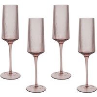 Beliani - Sektgläser 4er Set Transparent Pastellrosa Geriffeltes Design 220 ml 22 cl Fassungsvermögen Mundgeblasen Champagnergläser Glaswaren von BELIANI