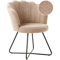 Sessel Beige Bouclé Rund Muschel-Design mit Schwarzem Metallgestell Retro Wohnzimmer Schlafzimmer Flur Diele Möbel Ausstattung Sitzmöbel Sessel Beige Bouclé Rund Muschel-Design mit Schwarzem Metallgestell Retro Wohnzimmer Schlafzimmer Flur Diele Möbel Ausstattung Sitzmöbel von BELIANI