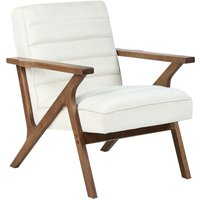 Sessel Cremeweiß Samtbezug Gesteppt mit Holzgestell Schmale Armlehnen Tiefe Sitzfläche Retro-Design Wohnzimmer Schlafzimmer Flur Polstersessel von BELIANI