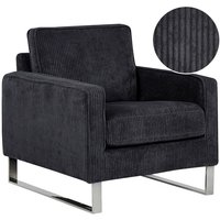 Beliani - Sessel Schwarz Cord Lederoptik Edelstahl Dicke Sitzfläche Retro-Stil Wohnzimmer Beliani - Sessel Schwarz Cord Lederoptik Edelstahl Dicke Sitzfläche Retro-Stil Wohnzimmer von BELIANI