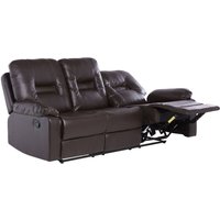 Beliani - Sofa Braun Kunstleder 3-Sitzer Relaxfunktion Retro Wohnzimmer von BELIANI