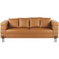 Sofa Braun Kunstleder 3-Sitzer mit Hohen Metallfüßen Schwarz Viele Kissen Armlehnen Freistehend Modernes Design Glamourös für Wohnzimmer Möbel - Braun von BELIANI