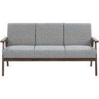 Beliani - Sofa Grau Polsterbezug 3-Sitzer Retro Stil mit Holzbeinen Federkern Diele Wohnzimmer Salon Möbel Wohnecke Sitzecke von BELIANI