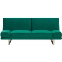 Beliani - Sofa Grün Polsterbezug Samtstoff 2-Sitzer Schlaffunktion Verstellbare Armlehnen Skandinavisch Modern Wohnzimmer - Silber von BELIANI