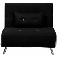 Sofa Schwarz Stoffbezug mit Schlaffunktion 1 Dekokissen Silberne Edelstahlbeine Schlafsofa Gästebett Modern Wohnzimmer Ausstattung Möbel - Schwarz von BELIANI