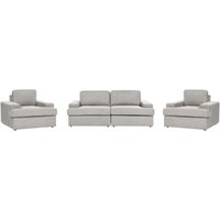 Sofa Set 3-Teilig Hellgrau Stoffbezug 3-Sitzer Sofa und 2 Sessel Breite Armlehnen Sitzfläche Dicke Sitzkissen Retro Stil Wohnzimmer Ausstattung Sofa Set 3-Teilig Hellgrau Stoffbezug 3-Sitzer Sofa und 2 Sessel Breite Armlehnen Sitzfläche Dicke Sitzkissen Retro Stil Wohnzimmer Ausstattung von BELIANI