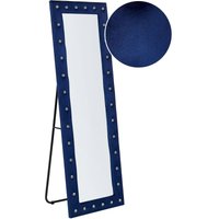 Standspiegel Marineblau Samt 50 x 150 cm Rechteckig mit Strasssteinen Samtrahmen Glamourös Ganzkörperspiegel für Wohnzimmer Schlafzimmer Flur - Blau von BELIANI