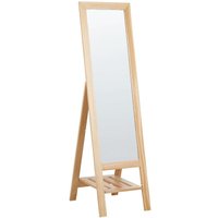 Beliani - Standspiegel Hellbraun Holz 40 x 145 cm mit Rahmen Regal Ablage Klappbar Rustikal Ganzkörper für Ecke Schlafzimmer Garderobe Bad Wohnzimmer von BELIANI