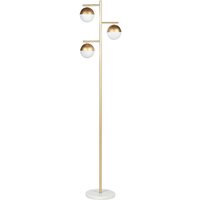 Stehlampe Gold Metall und Glas 160 cm 3-Flammig Glasschirm Kugelform Langes Kabel mit Schalter Modern Schlaf- u. Wohnzimmer Ausstattung Deko - Gold von BELIANI