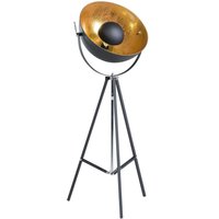 Stehlampe Schwarz und Gold Metall 165 cm Scheinwerfer-Look verstallbarer Schirm Dreibeinig langes Kabel mit Schalter Industrie Design von BELIANI