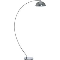 Stehlampe Silber Metall 188 cm verchromt runder Schirm geschwungen Bogenform langes Kabel mit Schalter Bogenlampe Industrie Look Wohnzimmer - Schwarz von BELIANI