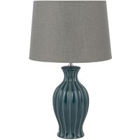 Tischlampe Grün Keramik 59 cm Stoffschirm Graubeige Vasenform Kabel mit Schalter Retro-Stil - Grau von BELIANI