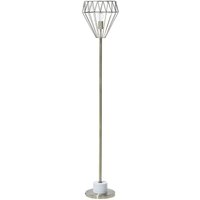 Stehlampe Messing Metall 160 cm Glühbirnen-Optik Schirm Diamantform Lampenfuß in Marmoroptik Kabel mit Schalter Bogenlampe Modernes Design - Messing von BELIANI