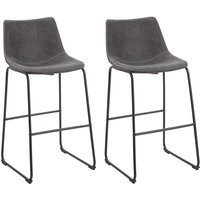 Stilvoller Barstuhl 2er Set Dunkelgrau Stoff/Metall 100 cm Retro Stilvoller Barstuhl 2er Set Dunkelgrau Stoff/Metall 100 cm Retro von BELIANI
