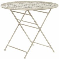 Gartentisch Cremeweiß Metall Rund Klappbar 90 cm Balkon Terrasse Garten Romantisch - Weiß von BELIANI