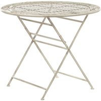 Beliani - Gartentisch Cremeweiß Metall Rund Klappbar 90 cm Balkon Terrasse Garten Romantisch Beliani - Gartentisch Cremeweiß Metall Rund Klappbar 90 cm Balkon Terrasse Garten Romantisch von BELIANI