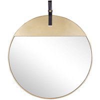 Beliani - Wandspiegel Gold ø 60 cm Eisen / Kunstleder mit Aufhängeband Rund Retro Modern Flur Wohnzimmer Schlafzimmer - Braun von BELIANI